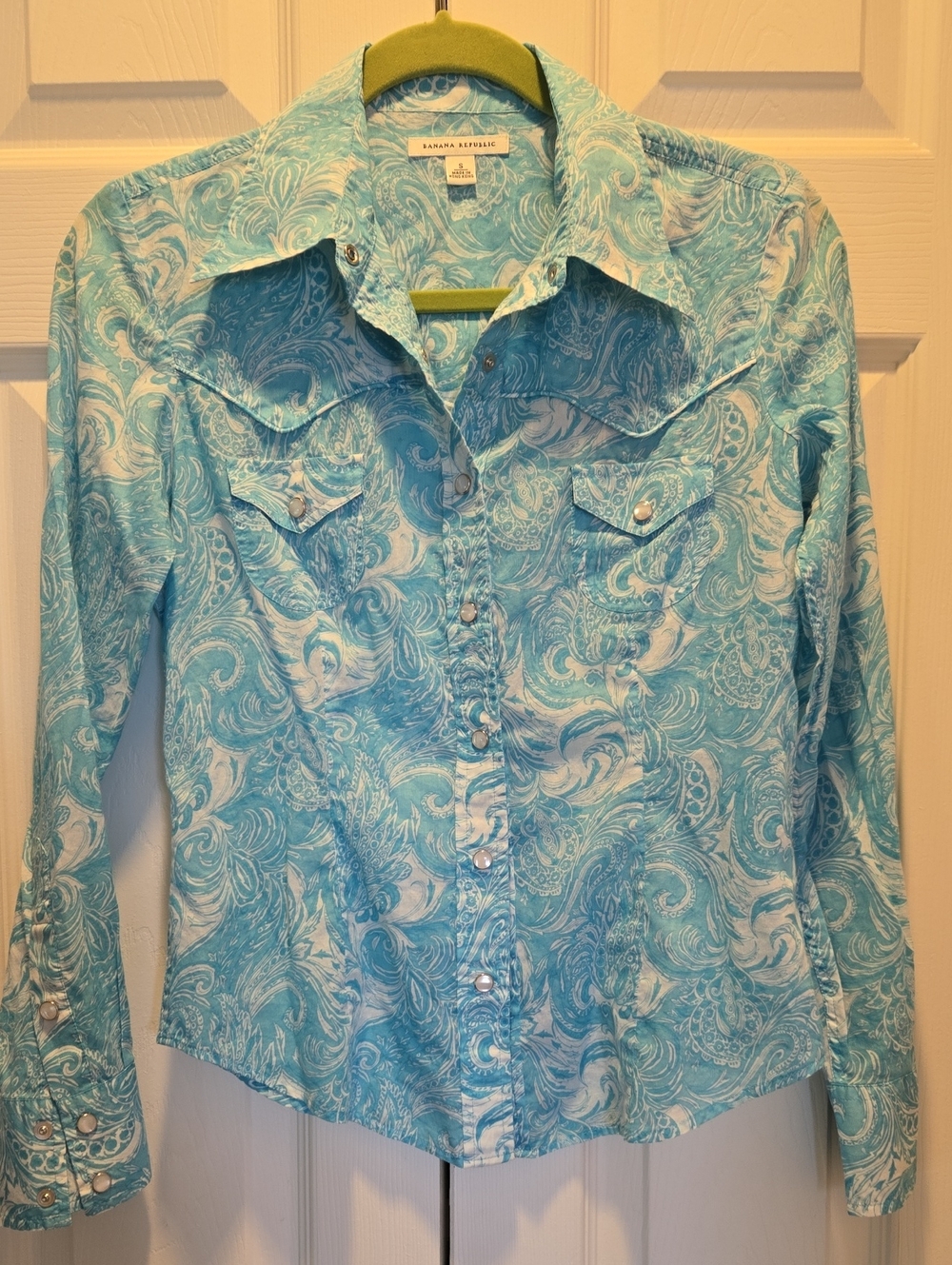 Banana Republic Turquoise Paisley Western Shirt